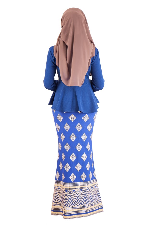 QA-390 Women Stylish Songket Baju Kurung Royal Blue