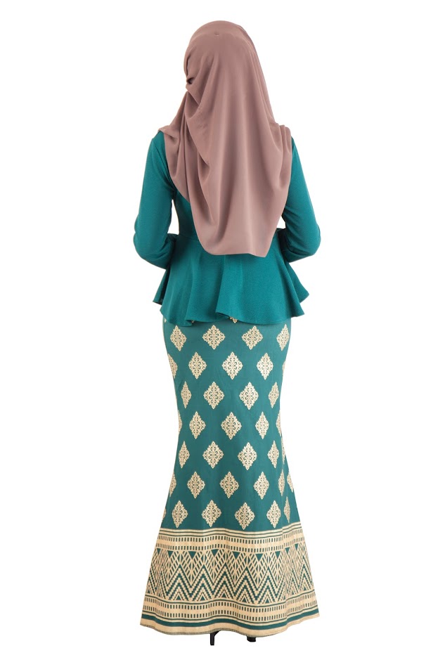 QA-390 Women Stylish Songket Baju Kurung Royal Turquoise