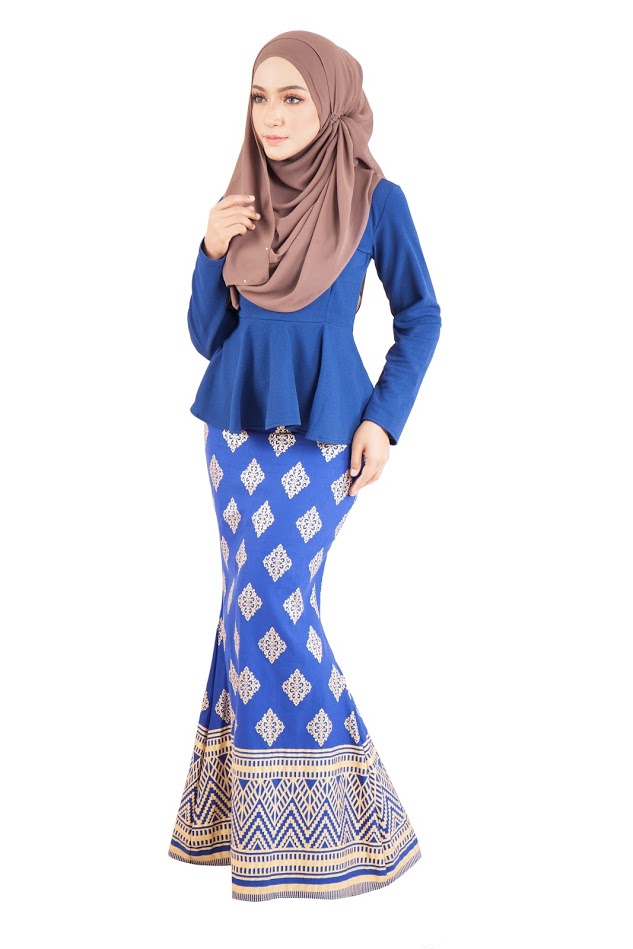 QA-390 Women Stylish Songket Baju Kurung Royal Blue