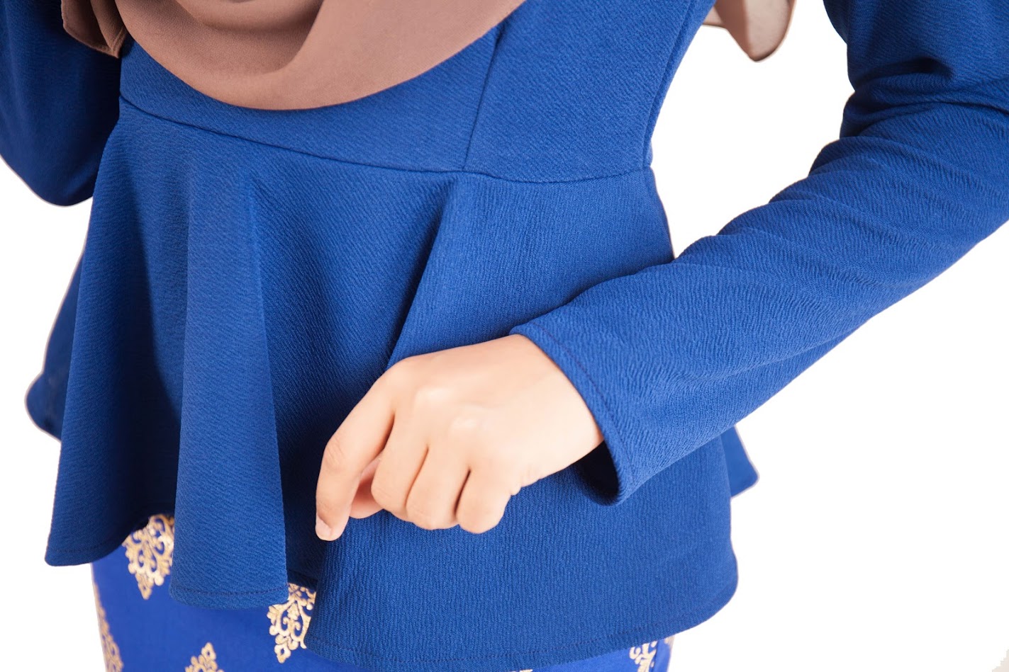 QA-390 Women Stylish Songket Baju Kurung Royal Blue