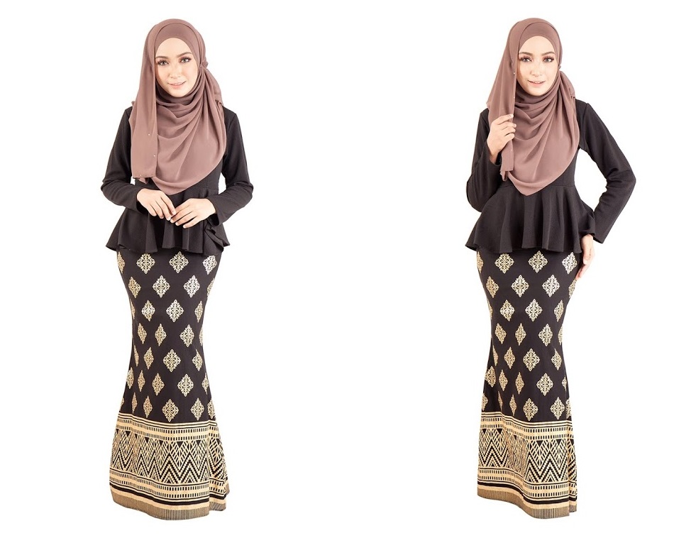 QA-390 Women Stylish Songket Baju Kurung Black