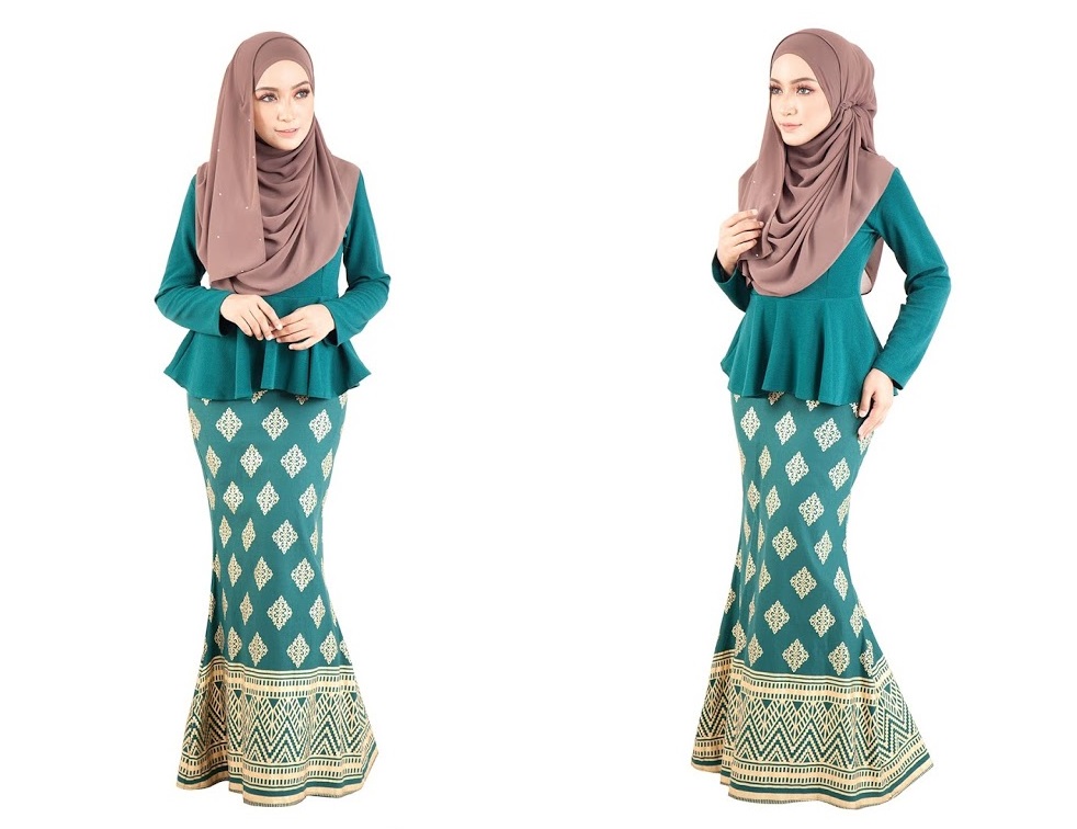 QA-390 Women Stylish Songket Baju Kurung Green