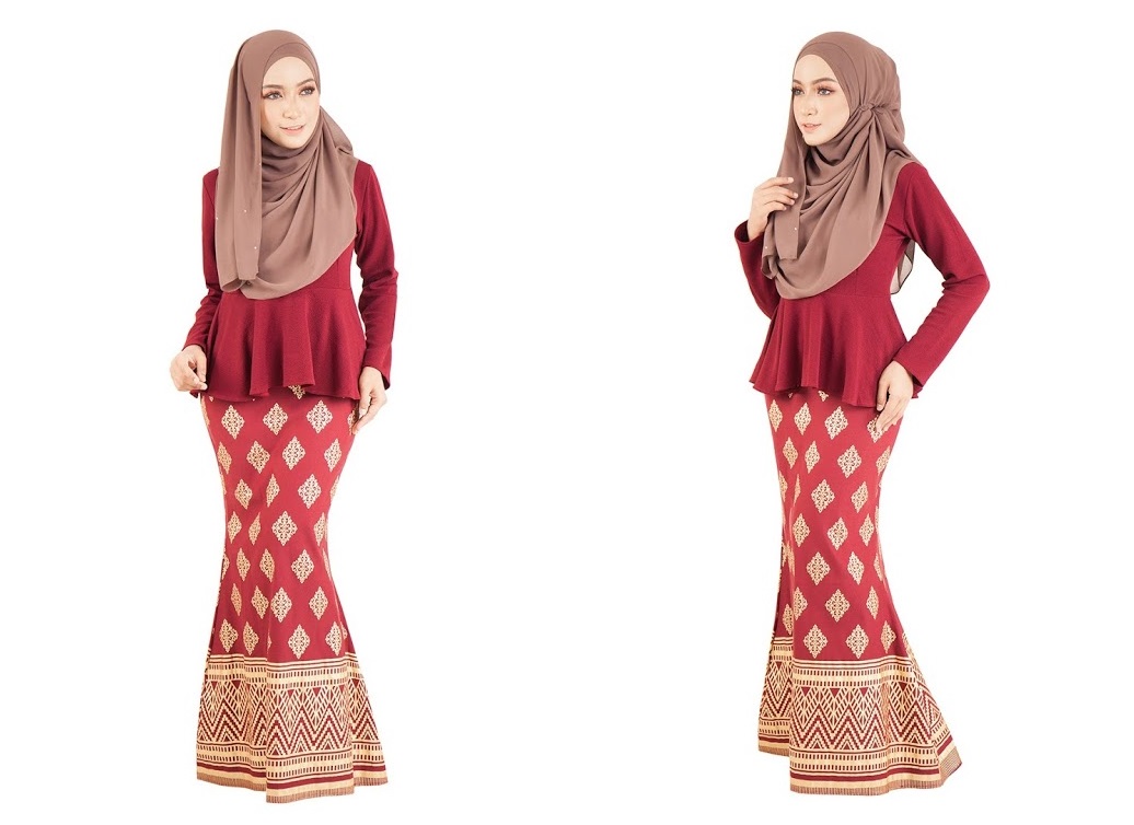 QA-390 Women Stylish Songket Baju Kurung Maroon