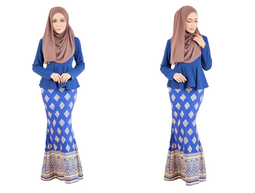 QA-390 Women Stylish Songket Baju Kurung Royal Blue