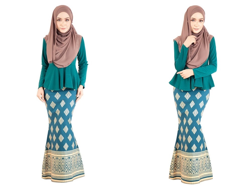 QA-390 Women Stylish Songket Baju Kurung Royal Turquoise