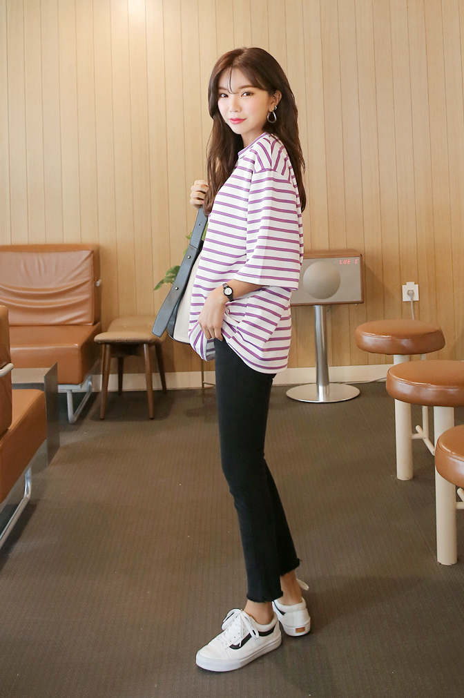 KB10090 Charming Stripe Top Purple