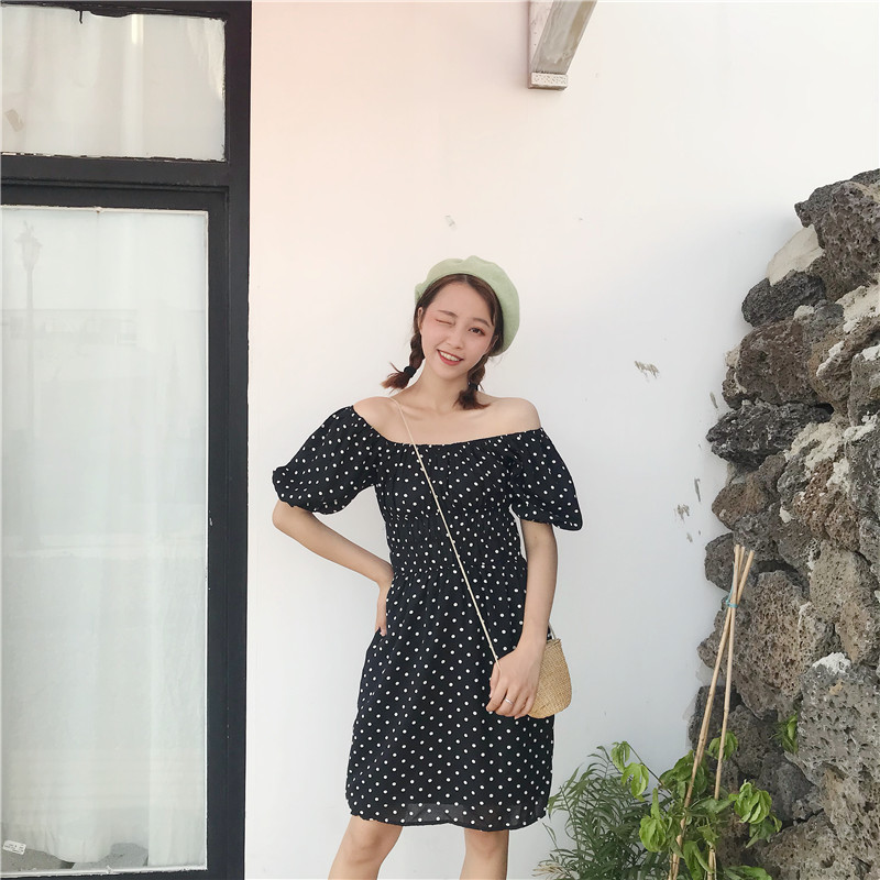 VW12261 Lovely Off Shoulder Dress Black