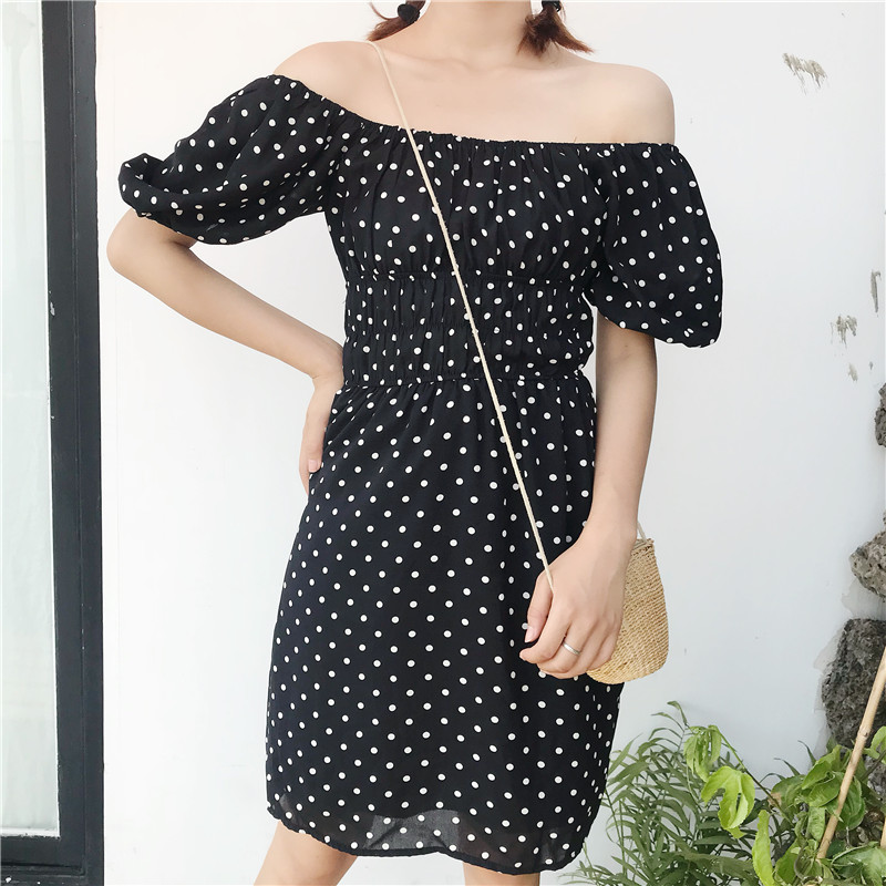 VW12261 Lovely Off Shoulder Dress Black