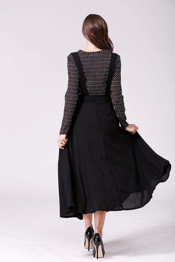 VW12265 Europe Chiffon Strap Dress Black