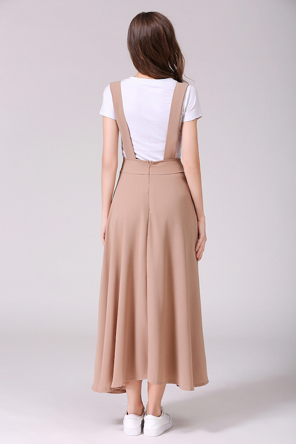 VW12265 Europe Chiffon Strap Dress Khaki