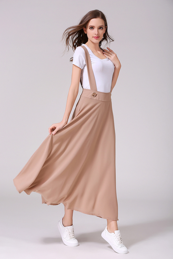 VW12265 Europe Chiffon Strap Dress Khaki