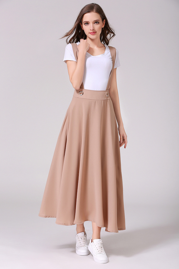 VW12265 Europe Chiffon Strap Dress Khaki