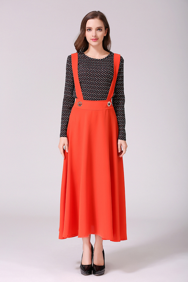 VW12265 Europe Chiffon Strap Dress Red