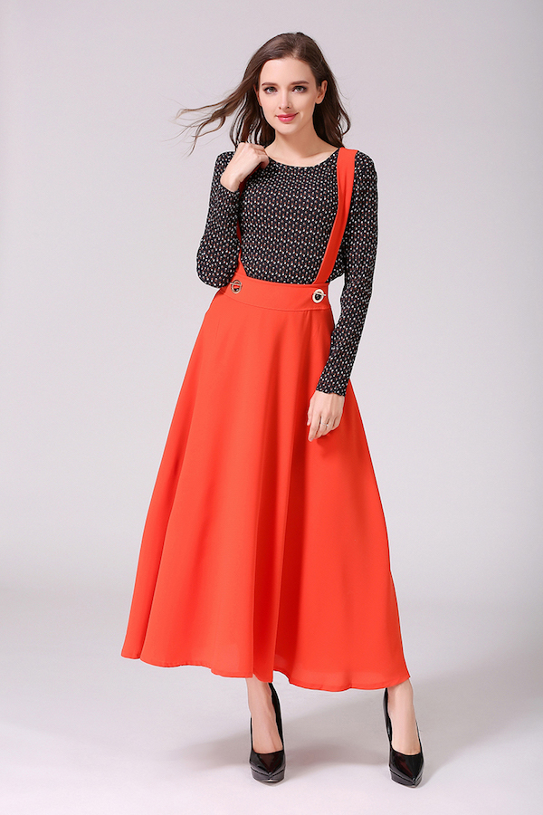 VW12265 Europe Chiffon Strap Dress Red