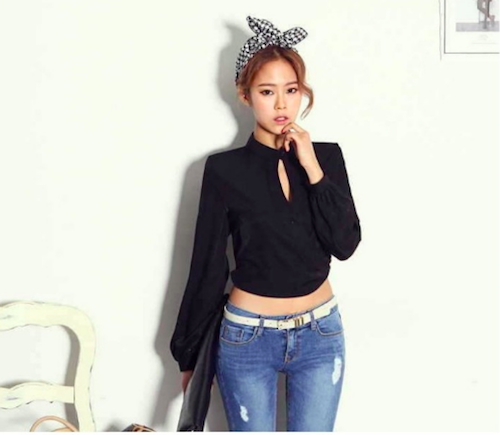 WT21478 Korea Fashion Top Black