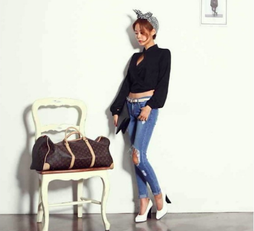 WT21478 Korea Fashion Top Black