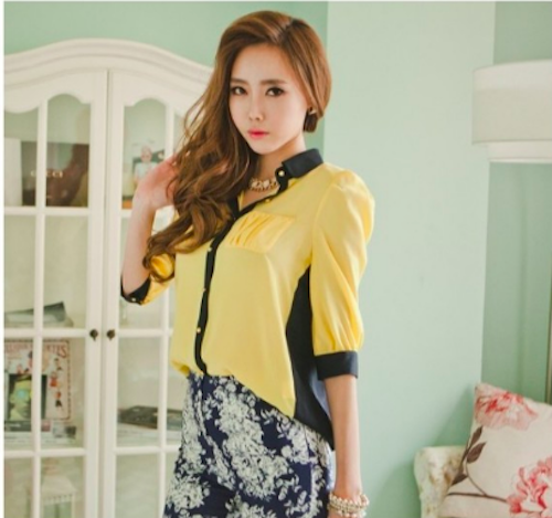 WT21480 Fashion Top Yellow
