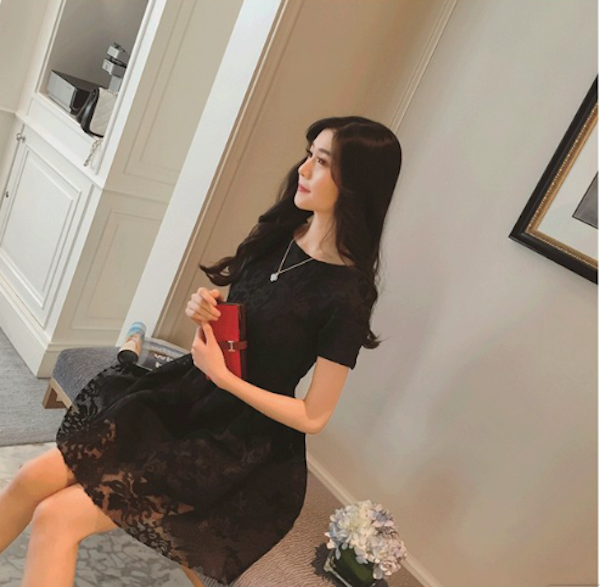 WD21502 Ruffle Lace Dress Black