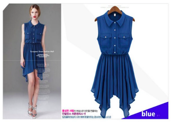 WD21512 Europe Sleeveless Dress Blue