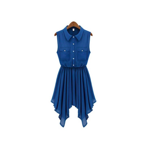 WD21512 Europe Sleeveless Dress Blue