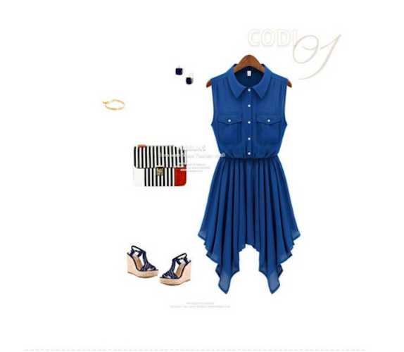 WD21512 Europe Sleeveless Dress Blue