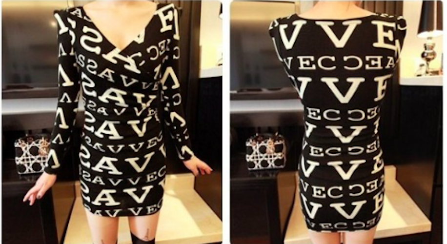 WD21515 Fashion Plunge Dress Alphabet