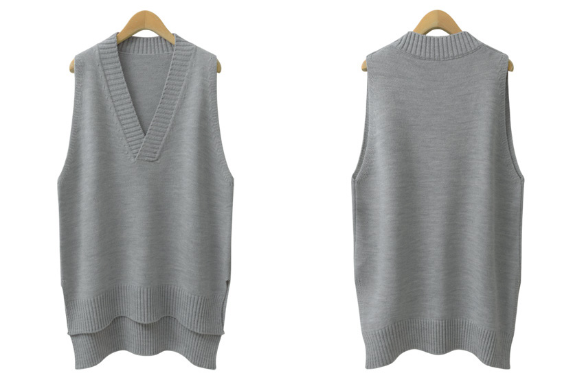 KB10105 Sleeveless Knit Top Grey