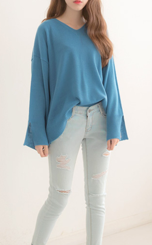 KB10106 Fashion Knit Top Blue