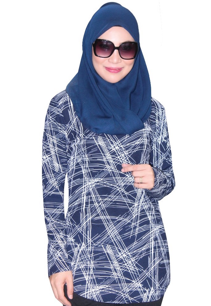 MH078 Trendy Blouse Navy Blue