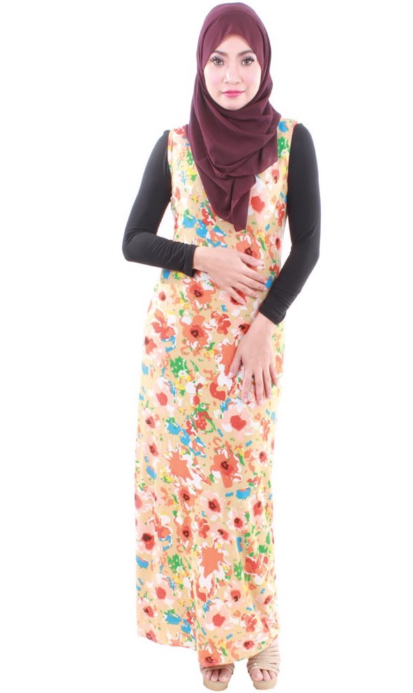 MH079 Floral Sleeveless Dress Yellow