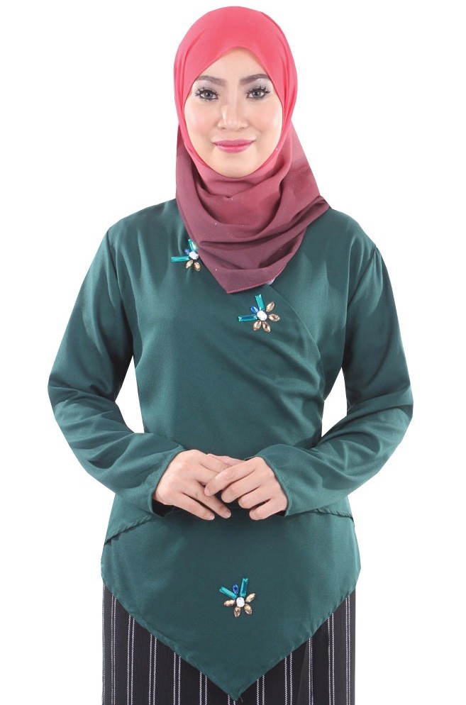 MH111 Lovely Blouse Navy Green