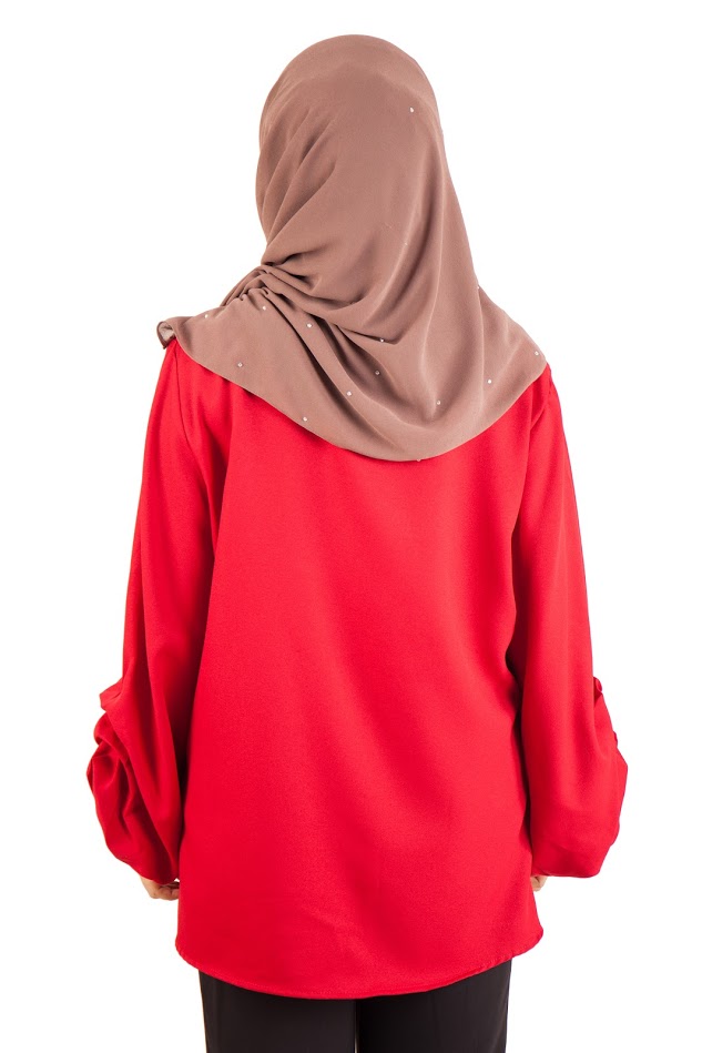 QA-398 Women Floral Embroidery Blouse Red