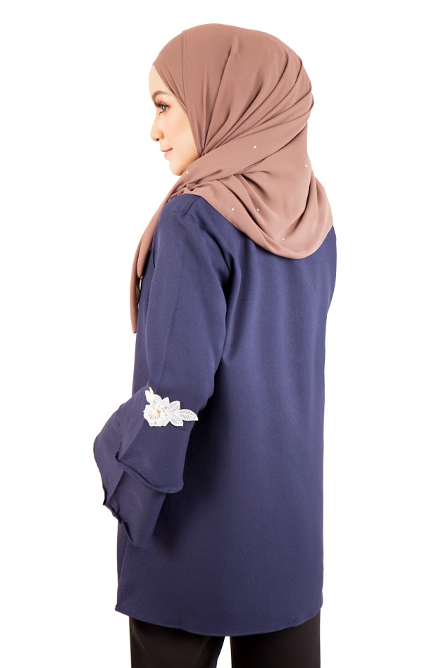 QA-399 Women Stylish Fashion Blouse Navy Blue