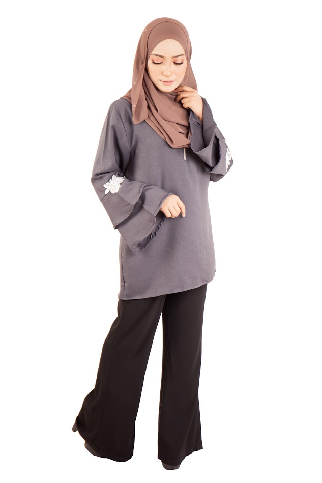 QA-399 Women Stylish Fashion Blouse Grey