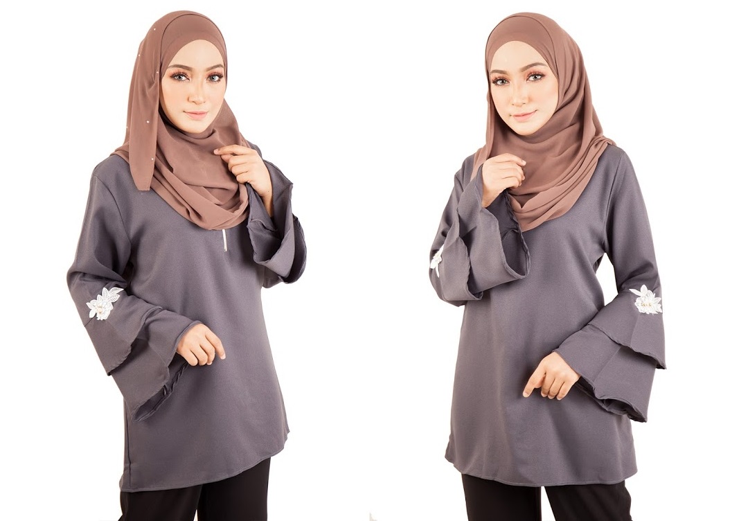 QA-399 Women Stylish Fashion Blouse Grey