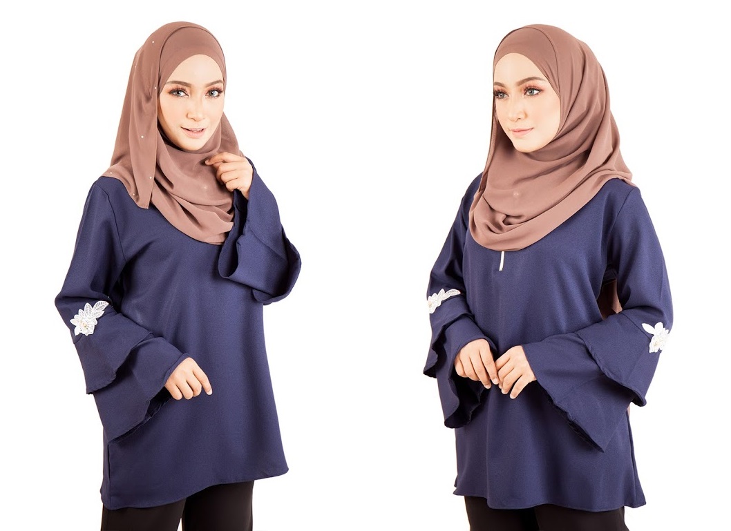 QA-399 Women Stylish Fashion Blouse Navy Blue