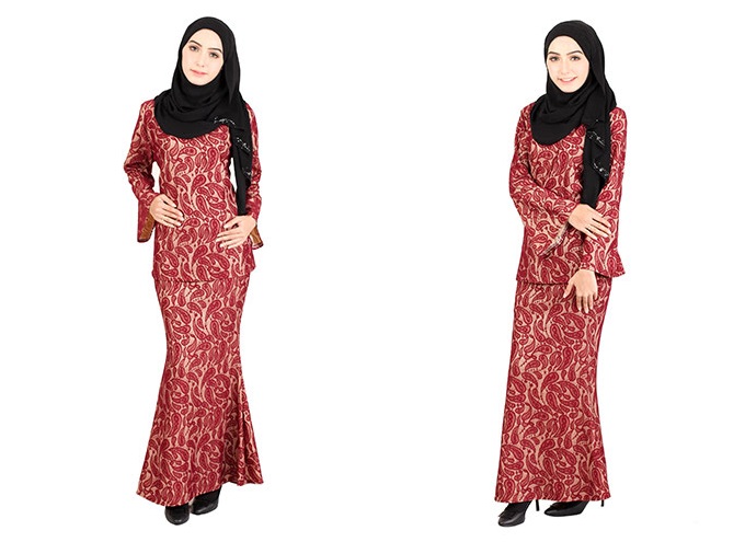 QA-405 Modern Lace Baju Kurung Maroon