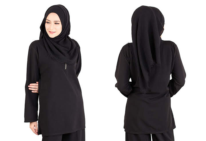 QA-411 Women Muslimah Blouse Black