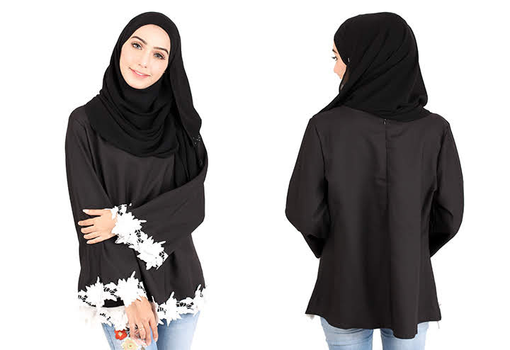 QA-414 Women Beauty Muslimah Blouse Black