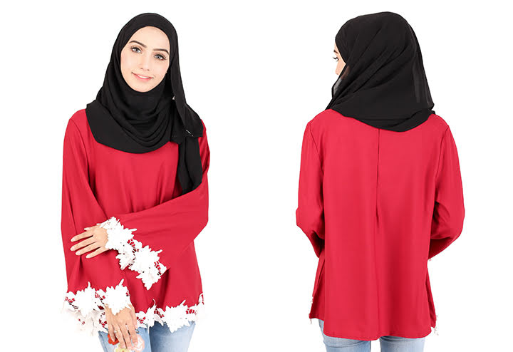 QA-414 Women Beauty Muslimah Blouse Red