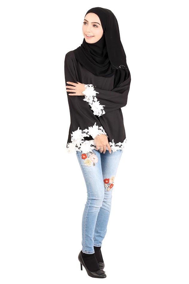 QA-414 Women Beauty Muslimah Blouse Black