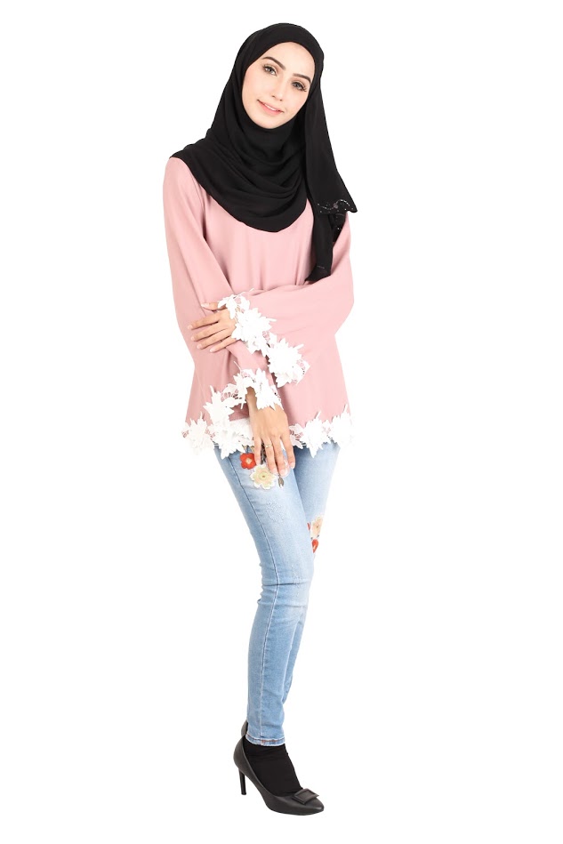 QA-414 Women Beauty Muslimah Blouse Dust Pink