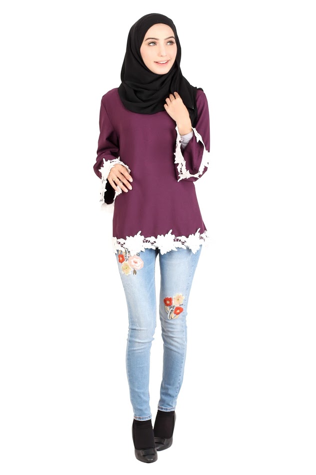 QA-414 Women Beauty Muslimah Blouse Purple