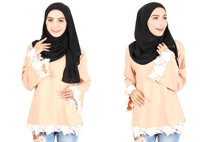 QA-414 Women Beauty Muslimah Blouse Beige