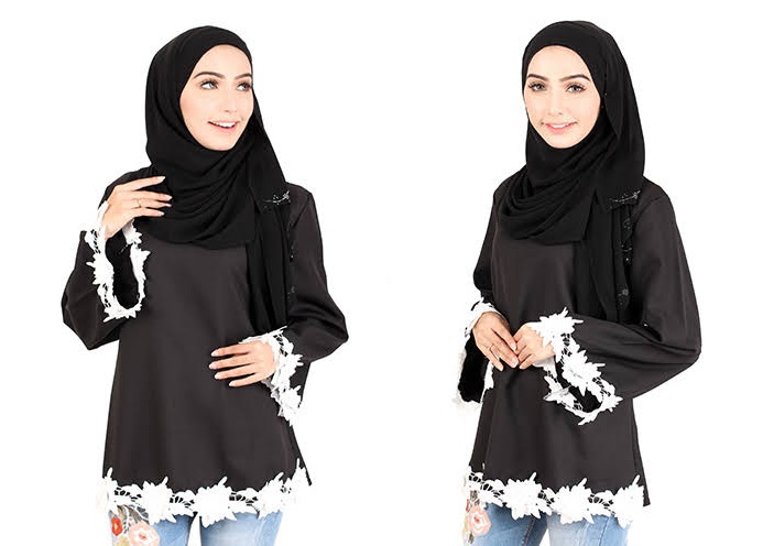 QA-414 Women Beauty Muslimah Blouse Black