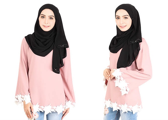 QA-414 Women Beauty Muslimah Blouse Dust Pink