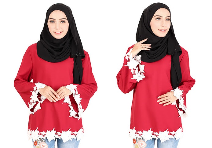 QA-414 Women Beauty Muslimah Blouse Red