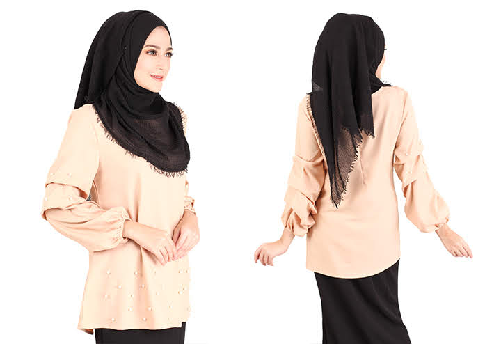 QA-415 Muslimah Fashion Blouse Beige