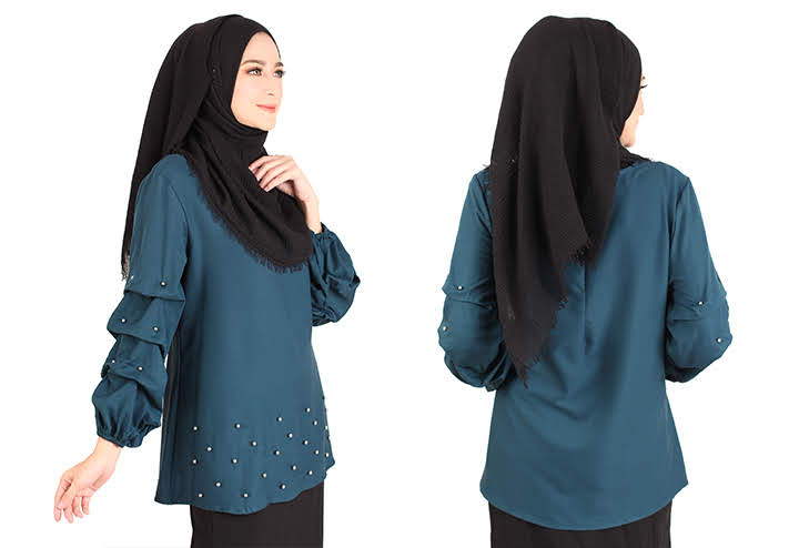 QA-415 Muslimah Fashion Blouse Ocean Green