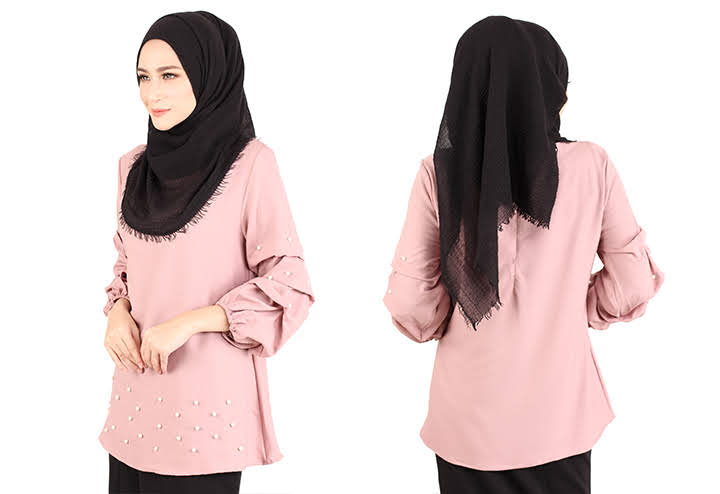 QA-415 Muslimah Fashion Blouse Dust Pink